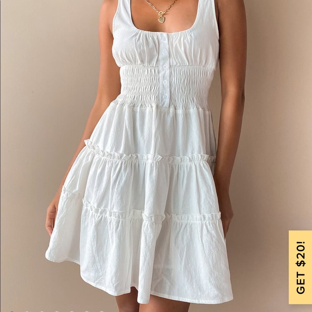 Lulu’s your sunny day tiered dress in white